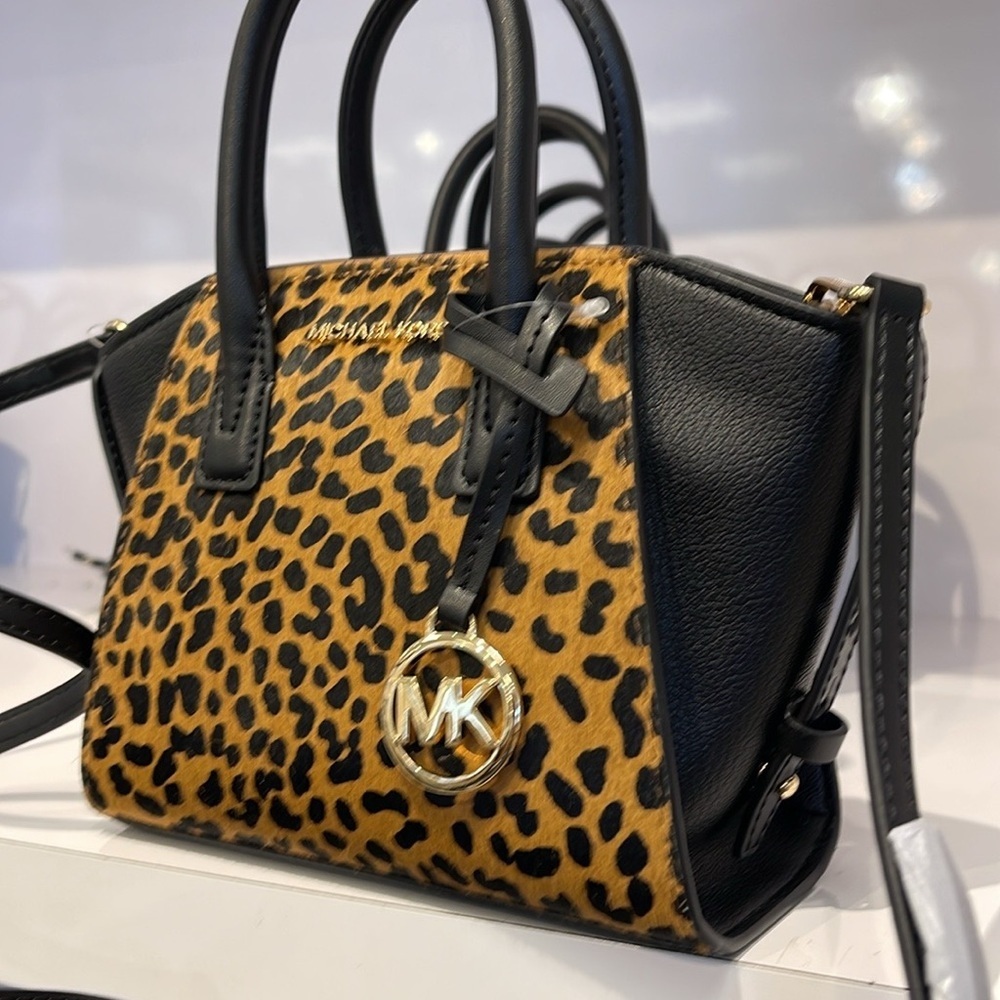 Avril Extra-Small Cheetah Print Calf Hair and Leather Satchel BLACK COMB… - Picture 6 of 16